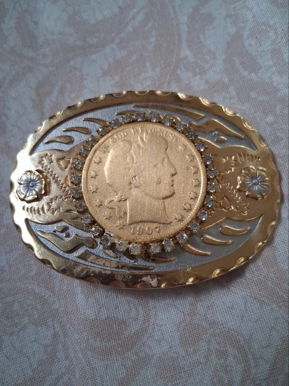 Barber Half Dollar Belt Buckle